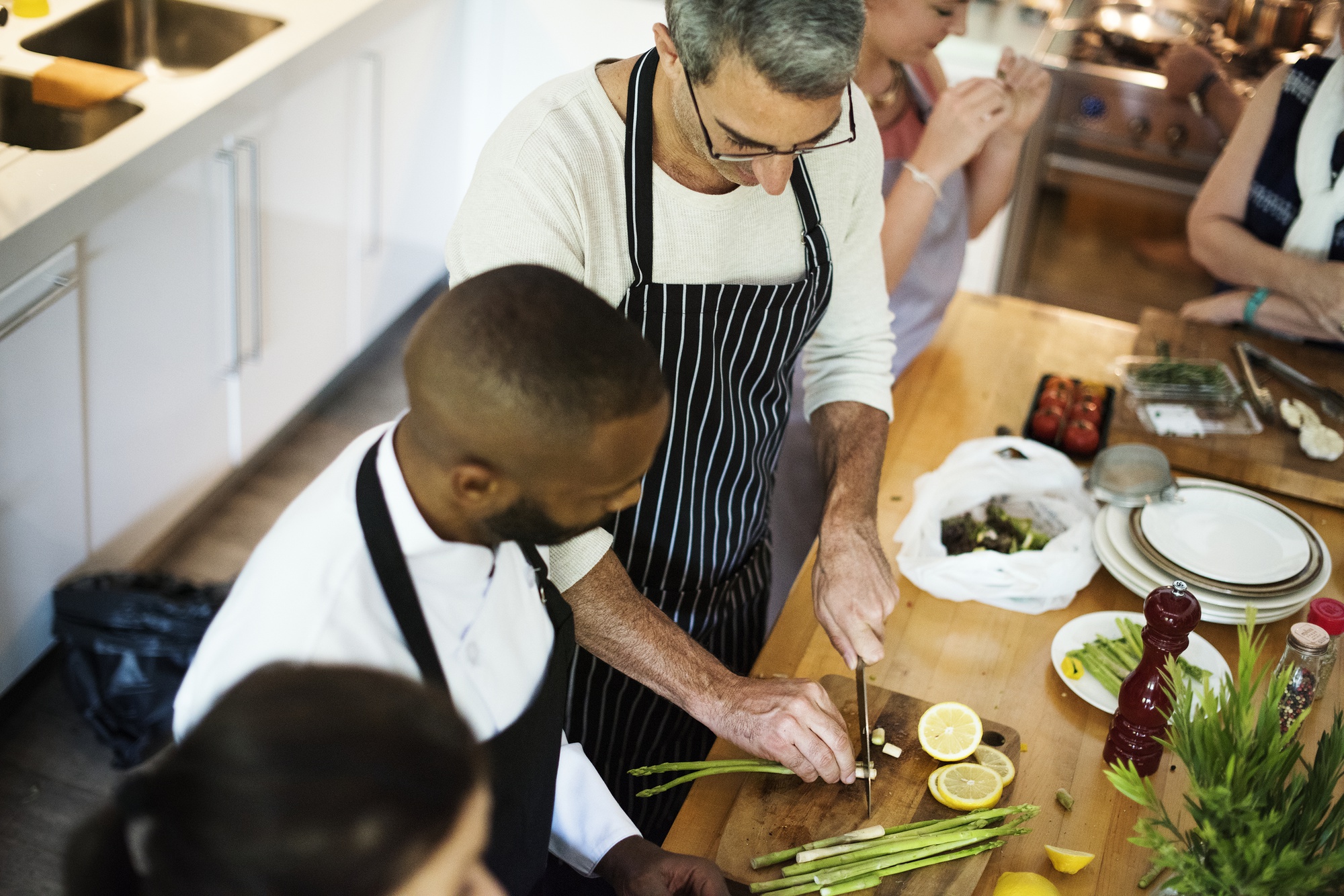 Small team in artisan kitchen