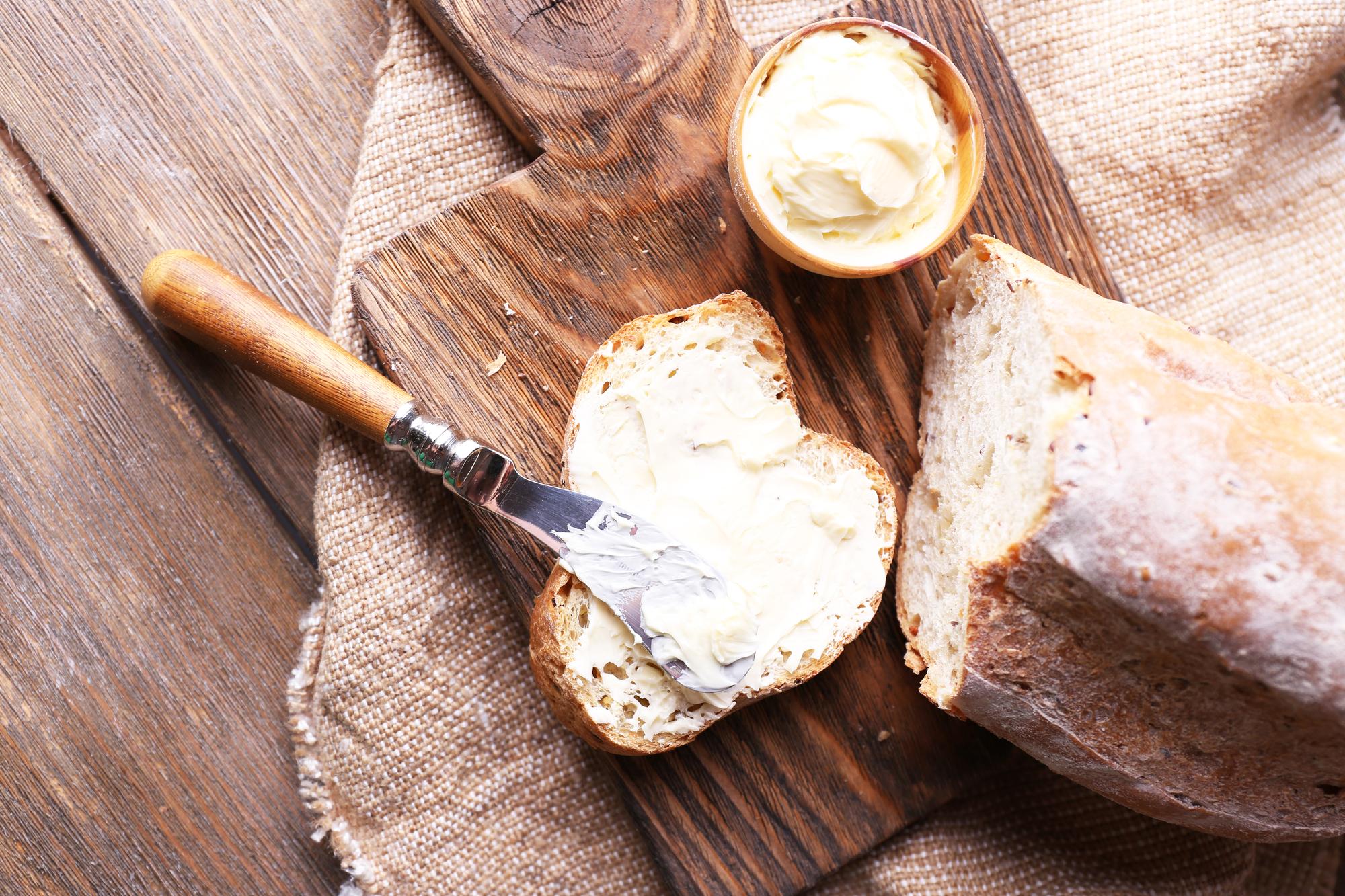 Artisan bread and butter close-up